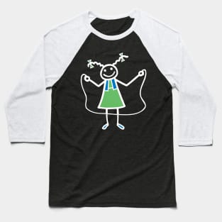 Funny Rope Skipping Stick Girl Children Sports Party Gift Baseball T-Shirt